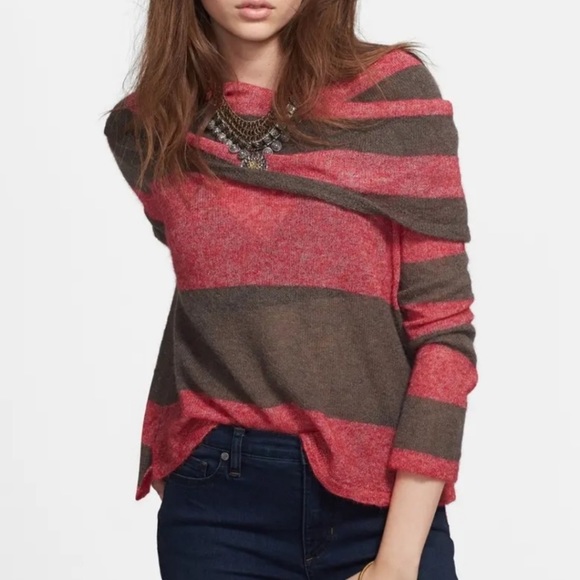 Free People Lulu Rugby Stripe Cowl Neck 